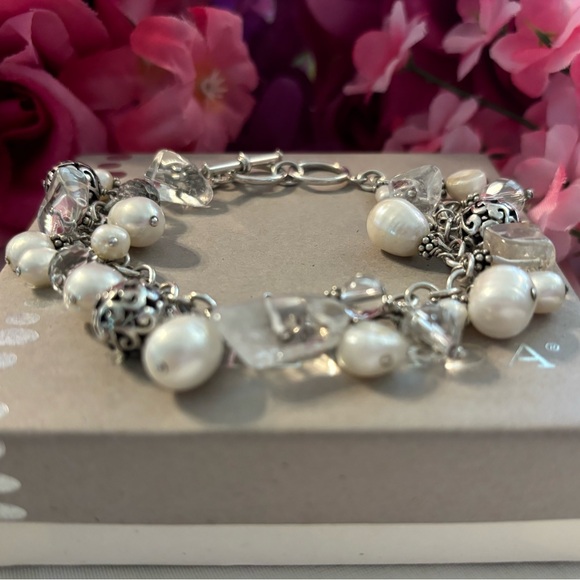 Silpada Rare Hostess Cha~Cha Beaded Sterling Silver, Pearl and Quartz Bracelet - Picture 11 of 15